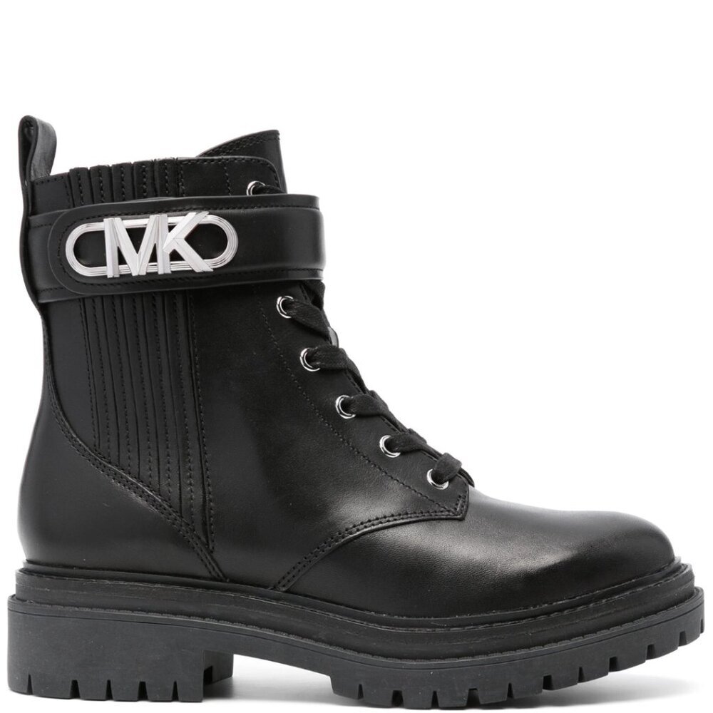 Michael Michael Kors Parker Combat Leather Ankle Boots Black Sz 9M - Picture 2 of 10